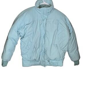 Vintage Mint Green Obermeyer Womens Ski Jacket Thick Warm Size 10 1980s
